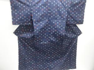 未使用品　十字絣織り出し手織り紬単衣着物